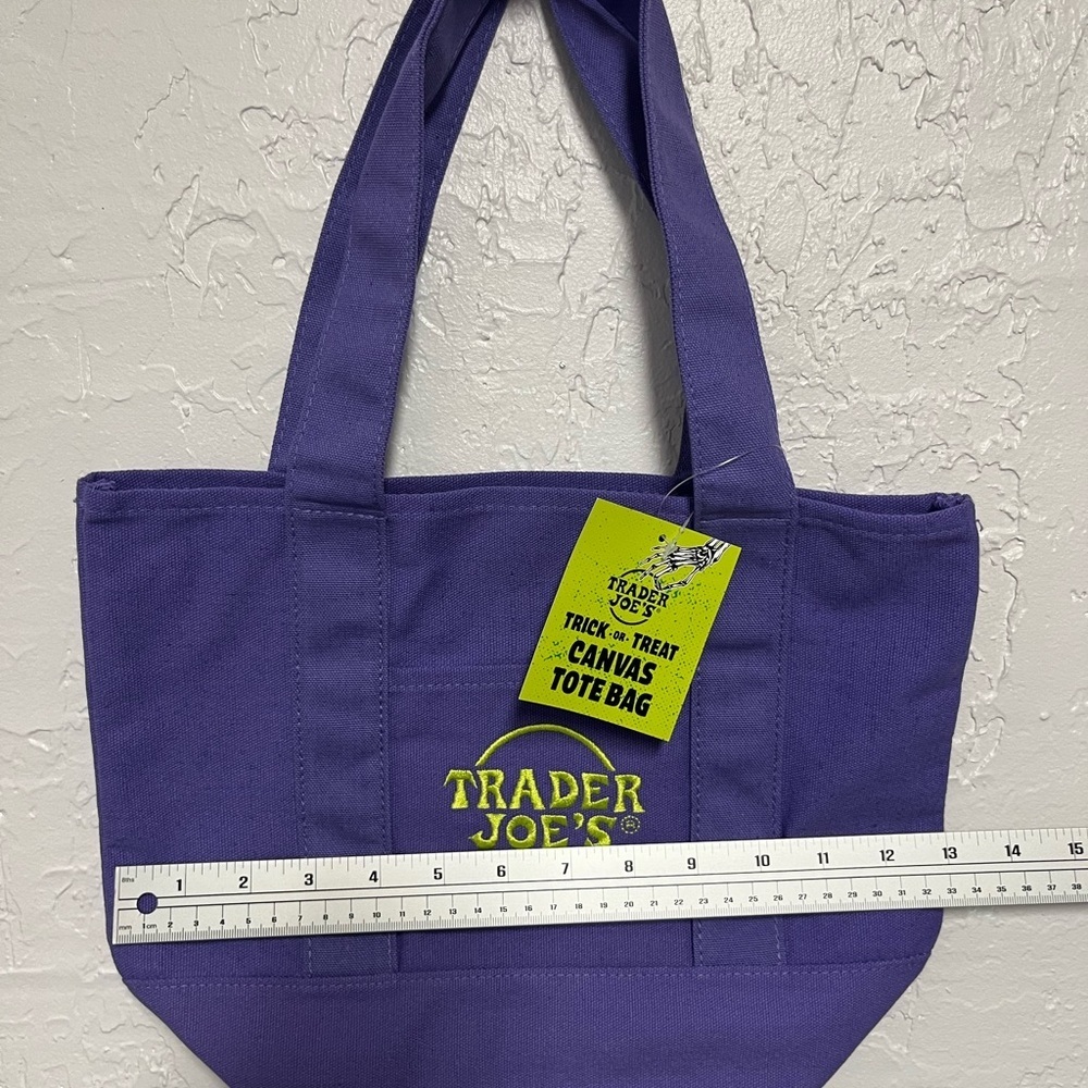 Trader Joe's Purple Canvas Trick or Treat MINI Tote Bag - Picture 2 of 4